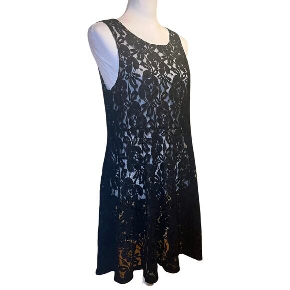 Free People Y2K Black Lace Mini Dress Large Sheer Resortwear Beach Coverup - Picture 6 of 13
